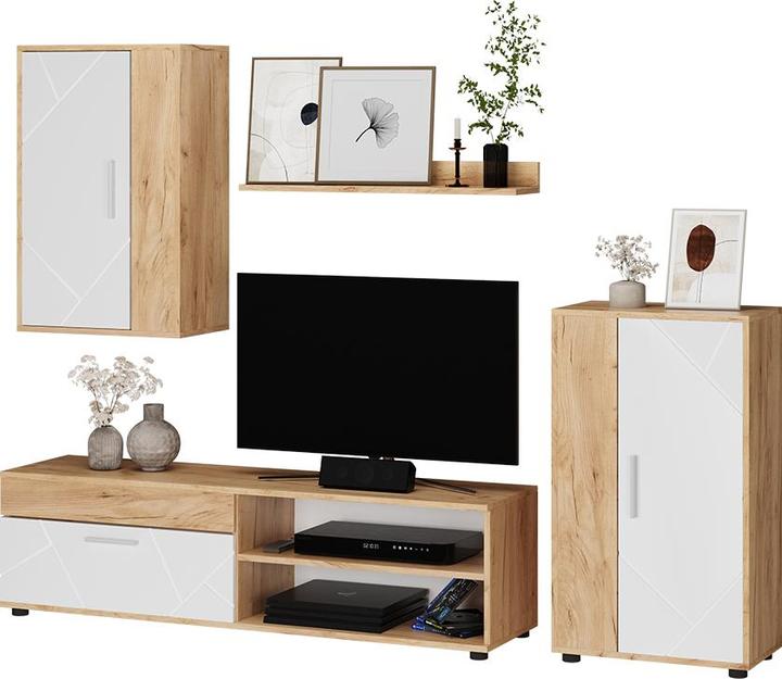 Produktbild Vicco Wohnwand Berno, GKO/Weiss, 4-teiliges Set