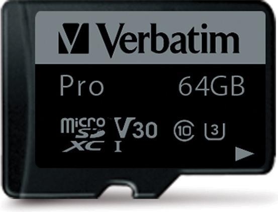 Immagine prodotto Verbatim Pro (64 GB, microSDXC, U3, UHS-I)