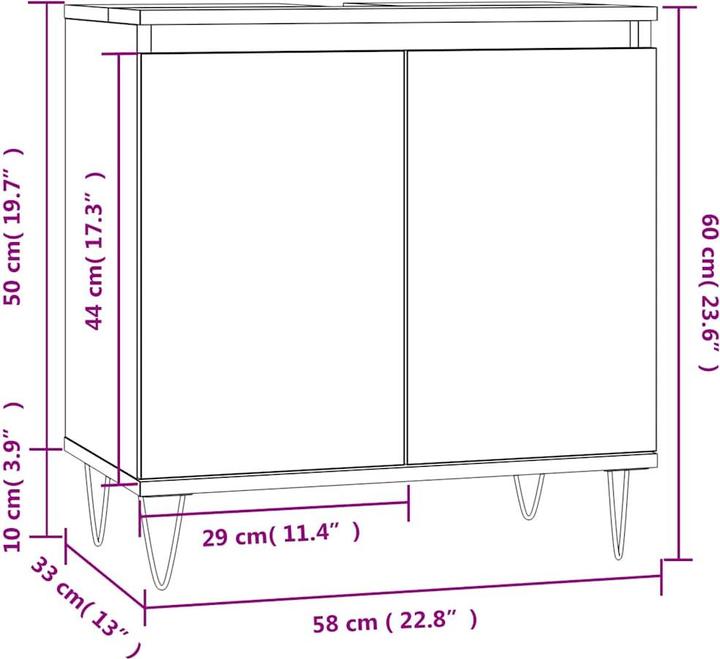 Actual product image VidaXL Badschrank Sonoma-Eiche 58x33x60 cm Holzwerkstoff, Farbe (58 x 33 x 60 cm)