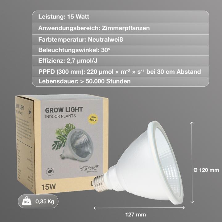 Actual product image Venso EcoSolutions E27 plant lamp "Indoor plants" 15W 60 °, improved photosynthesis and higher chlor (LED)