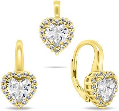 Produktbild Brilio Silver - Gold-plated heart jewelry set with zircons SET273Y (earrings. pendant)