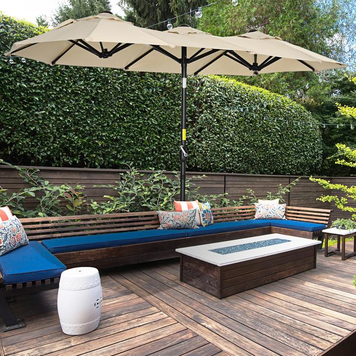 Produktbild Outsunny Doppelseitiger Sonnenschirm mit Winddach (1.47 m)