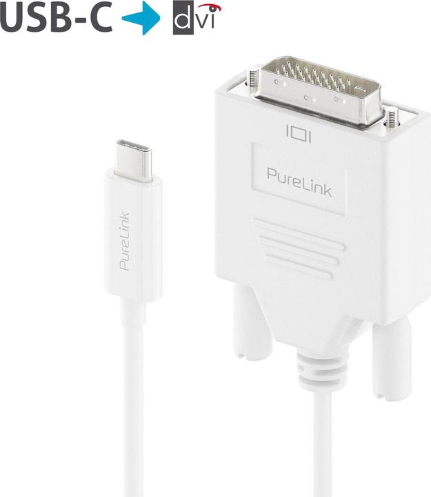 Produktbild Purelink Kabel IS2210-010 USB Type-C - DVI-D, 1 m, Weiss (1 m, USB Typ C, DVI)