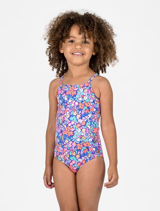 Olaian Badeanzug Surfen Mädchen geblümt Hanalei blau/rosa