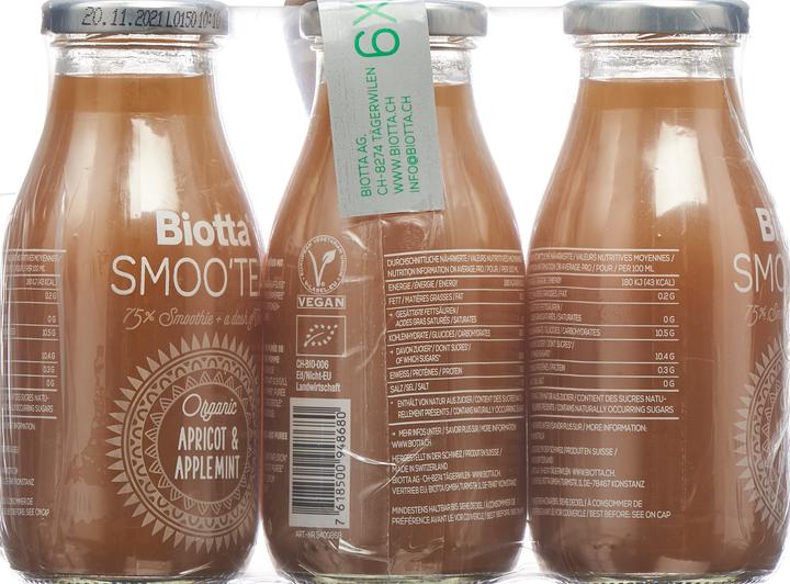 Produktbild Biotta SmooTea Aprikose Apfelminze Bio (6 x 25 cl)