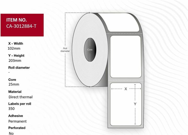 Actual product image Capture Label 102 x 203mm, core 25mm