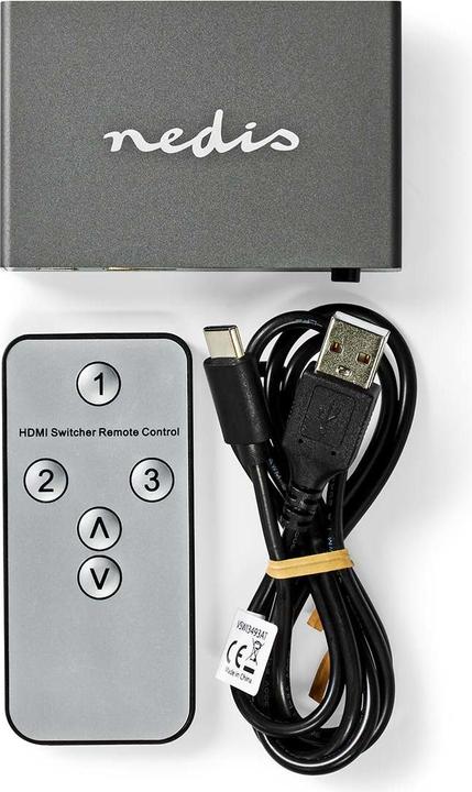 Actual product image Nedis HDMI ™ switch | 3-port port(s) | 3x HDMI™ input | HDMI™ output | 8K@60Hz | 45 Gbps | remote