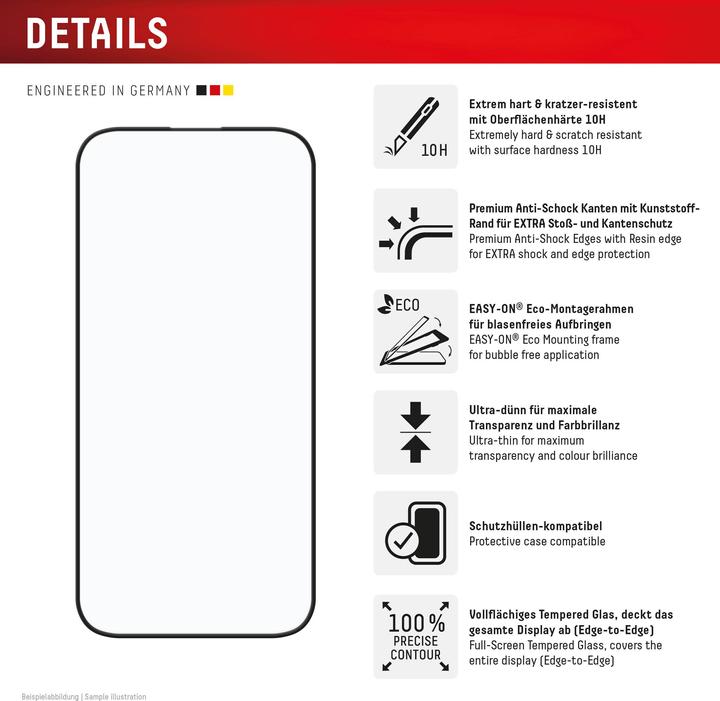 Nutritional values and ingredients Displex Premium Glass, Full Cover armoured glass (1 Piece, Apple iPhone 16)