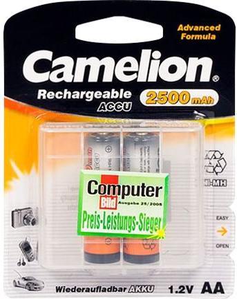 Actual product image Camelion AA/HR6, 2500 mAh, Rechargeable Batteries Ni-MH, 2 pc(s) (2 pcs., AA, 2500 mAh)