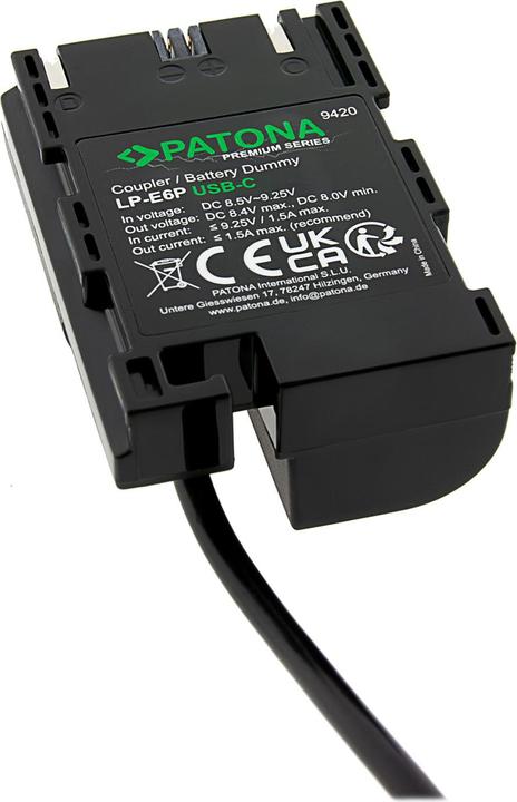 Produktbild Patona USB-C Input Akku-Adapter LP-E6P (Gleichstromkuppler)