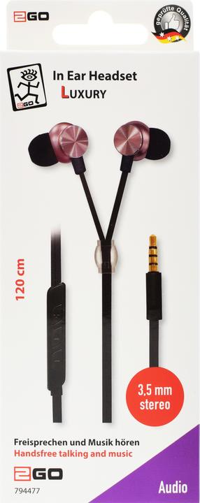 Actual product image 2GO Metallic InEar Headset 3.5mm stereo, silver/red (Cable)