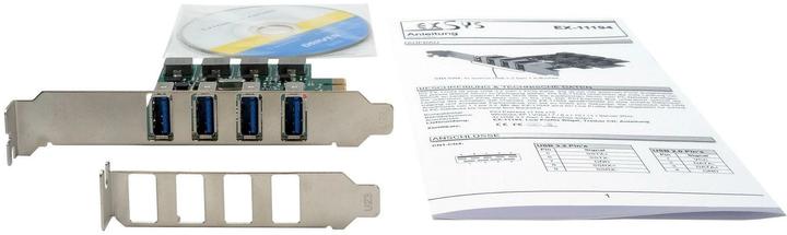 Actual product image Exsys PCI-E card 4x USB 3.2 Gen 1