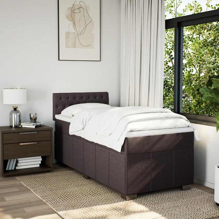 Actual product image VidaXL Box spring bed Upholstered bed Bed with mattress dark brown 90x200cm fabric (90 x 200 cm)