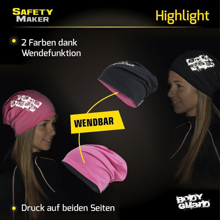 Produktbild SafetyMaker Wende Beanie reflektierend pink/silber