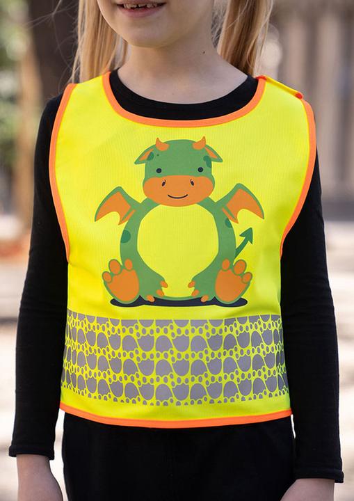 Actual product image Korntex Kinder Warnweste „Funtastic Wildlife“ - CO2 Neutral - Signal-Gelb/Drache - XXS (XXS)