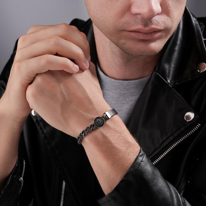 Actual product image Police PEAGB0023302 Crest (19 cm, Leather, Stainless steel)