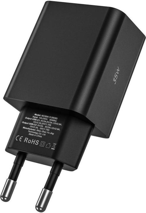 Actual product image Tech-Protect C35W 2x USB-C PD 35W network charger with USB-C / USB-C cable - white (35 W)