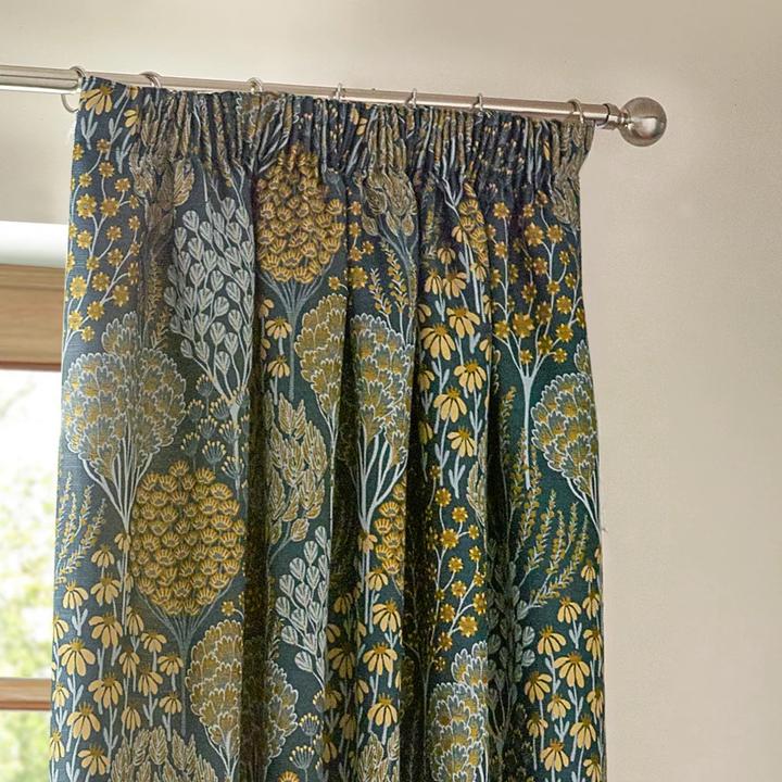 Actual product image Wylder Ophelia Jacquard Floral Pencil Pleat Curtains (117 x 137 cm)
