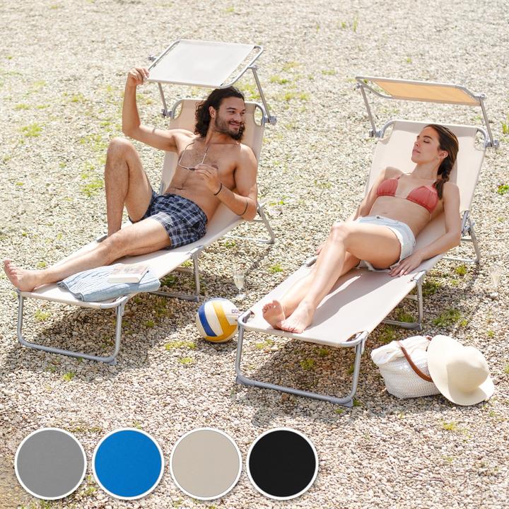 Immagine prodotto tectake lettino prendisole, regolabile in 4 posizioni (190 cm)
