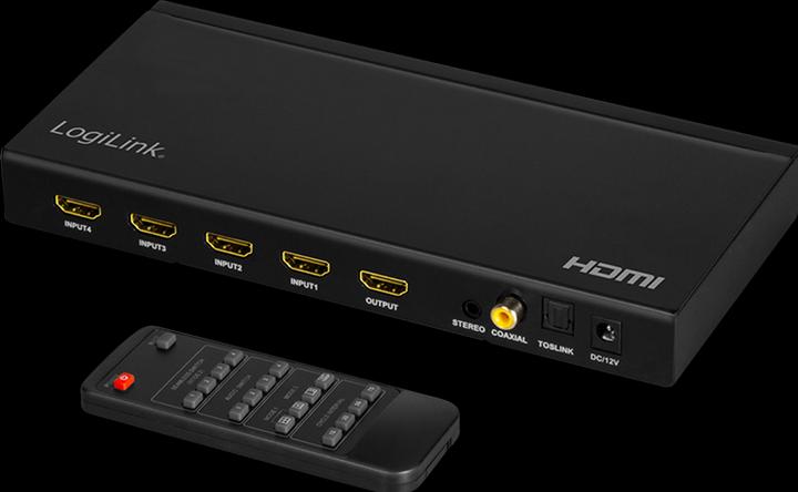 LogiLink HDMI Switch 4x1-Port, Multiviewer, 1080p/60 Hz, Scaler, Seamless, RC