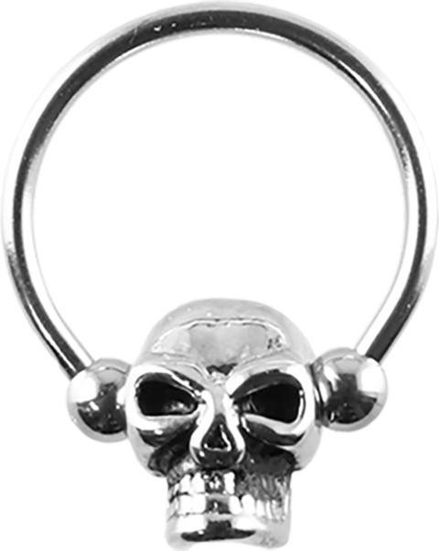 Star Piercing Micro Closure Ring silber mit Totenkopf (Chirurgenstahl 316L, ohne Messing)