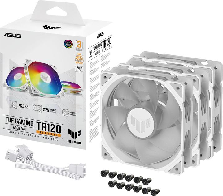 Produktbild ASUS Fan TUF GAMING TR120 FAN ARGB REV WHT 3IN1 (120 mm, 3 x)