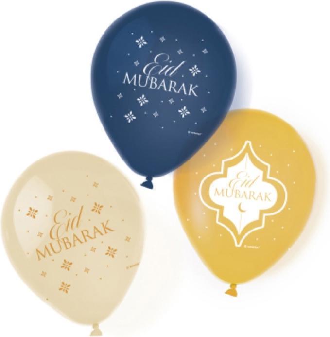 Produktbild Amscan Ballons Eid Mubarak Bleu Or (6 x)
