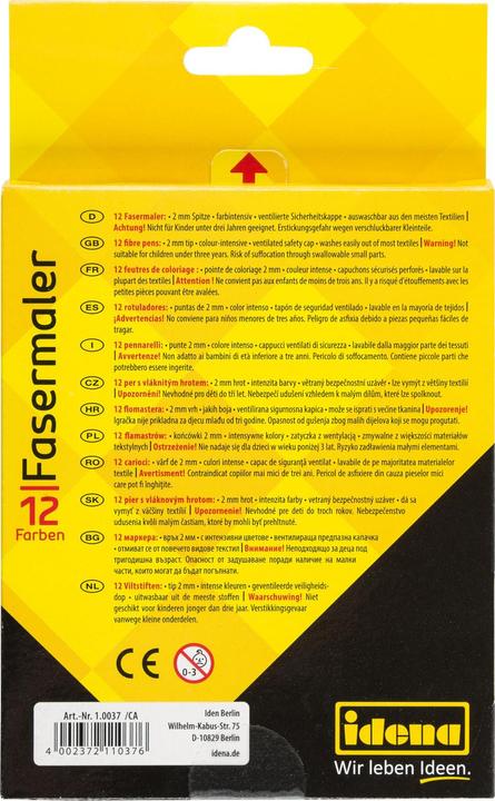 Image du produit Idena Feutre de coloriage 12 pièces Largeur de trait : 2 mm (Assortiment, 12 x)