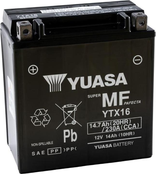 Image du produit Yuasa AGM YTX16 14Ah Motorradbatterie YTX16-BS geschlossen (12 V, 14 Ah, 230 A)