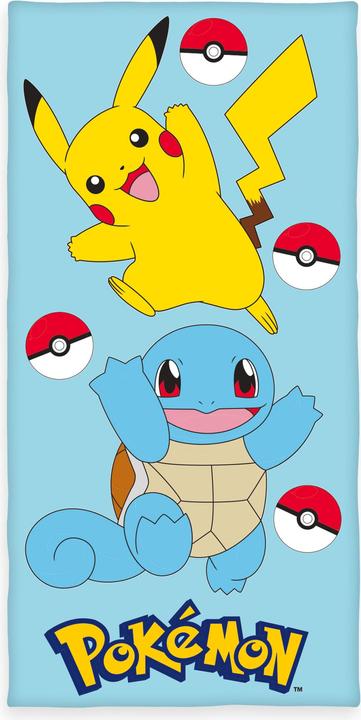 Image du produit Herding Serviette de bain en velours Pokemon Pikachu & Schiggy 75 x 150 cm (75 x 150 cm)