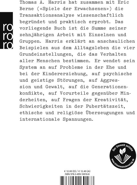 Produktbild Ich bin o.k. Du bist o.k. (Deutsch, Thomas A. Harris, 1976)