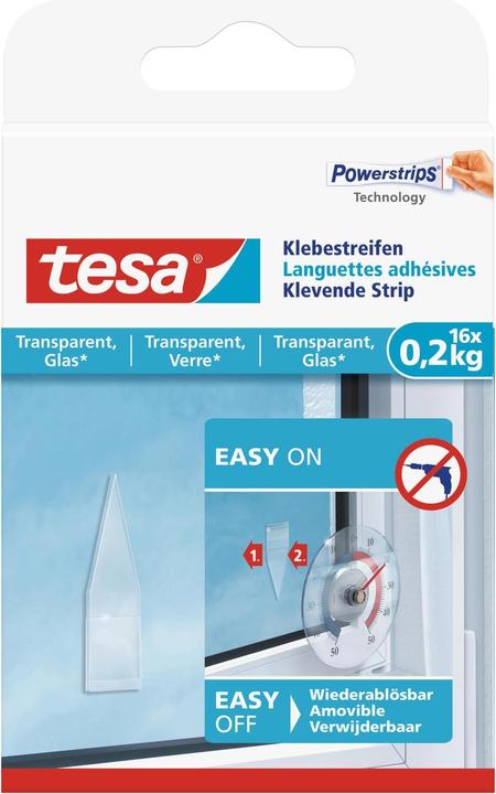 Powerstrips per vetro, strisce adesive trasparenti