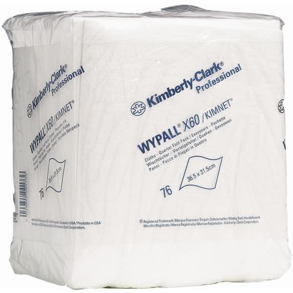 Image du produit Kimberly-Clark Wypall X60 - Lingettes en pochettes, pliées, blanc - 76 pochettes (1 x)