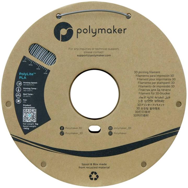 Actual product image Polymaker PolyLite PLA (PLA, 1.75 mm, 1000 g, Grey)