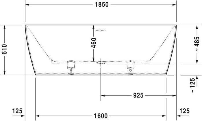 Immagine prodotto Duravit Vasca da bagno DURASQUARE 1850x850mm free-standing 2 spioventi posteriori bianco (250 l, 185 cm, 85 cm)