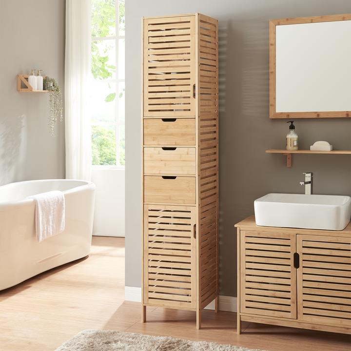 Produktbild En.Casa Hochschrank Boksereys 180x35x35 cm Bambus (180 x 35 x 35 cm)