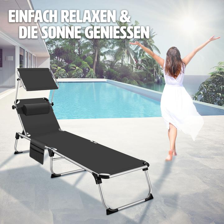 Produktbild tectake Sonnenliege Aurelie aus Aluminium, 6-stufig (218 cm)