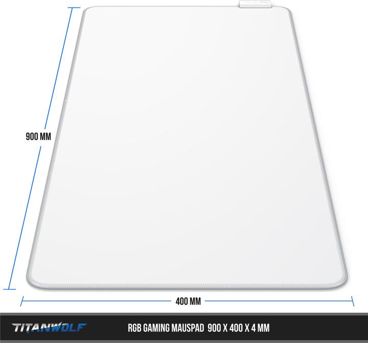 Immagine prodotto Titanwolf Tappetino per mouse da gioco RGB, tappetino per mouse XL 900 x 400 mm, migliora la precisione e la (XL)