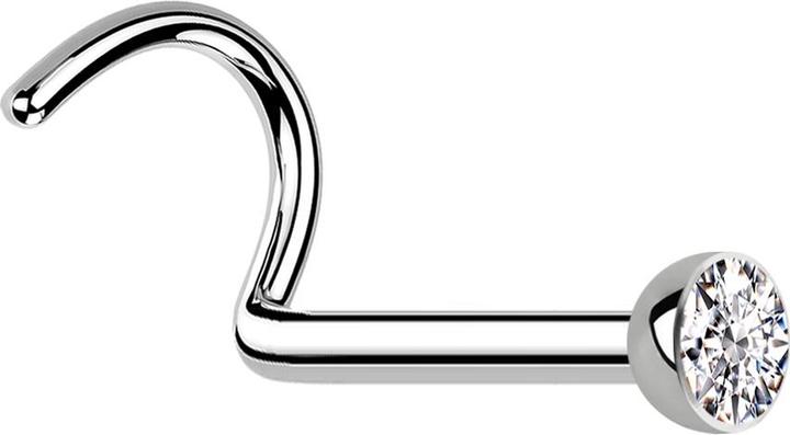 Produktbild Star Piercing Nasenstecker gebogen silber mit Kristall silber (Chirurgenstahl 316L, ohne Messing)