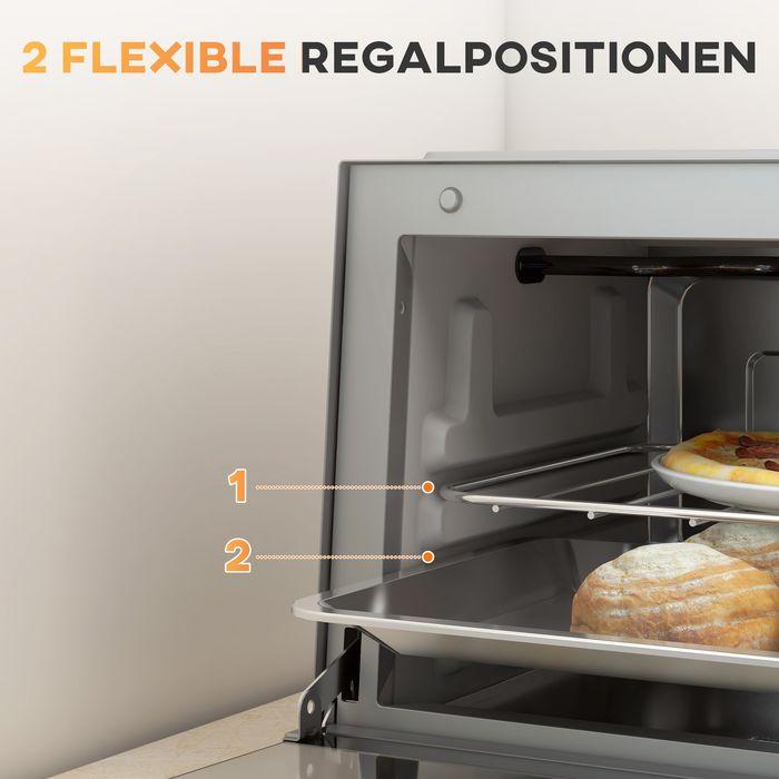 Image du produit Swisshandel24 Minibackofen 9L Mini Ofen mit Backblech, Grillrost, 100 °C-230 °C Edelstahl, silber