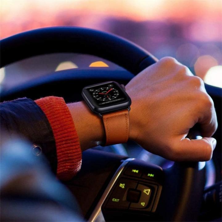 Produktbild Tech Apple 4/5/6/7/8/SE Smart Watch Lederarmband, Braun, 38/40/41 mm (38 mm, 40 mm, 41 mm, Echtes Leder)