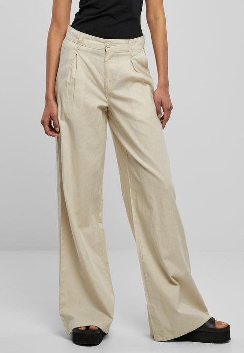 Actual product image Urban Classics Ladies High Linen Mixed Wide Leg Pants (32)