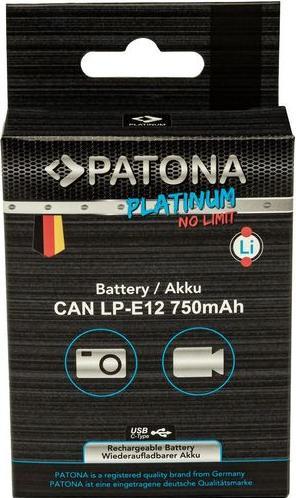 Actual product image Patona Platinum USB-C Canon LP-E12 (Rechargeable battery)