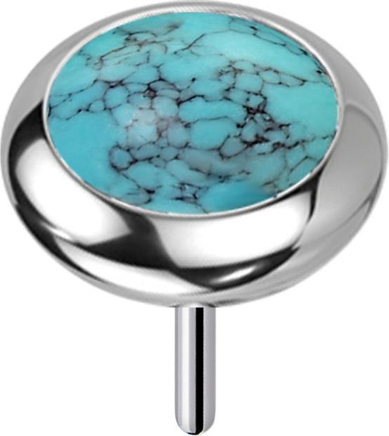 Produktbild Star Piercing Threadless silber Scheibe abgerundet türkis Stein (Mineralisch, Titan G23, ohne Messing)