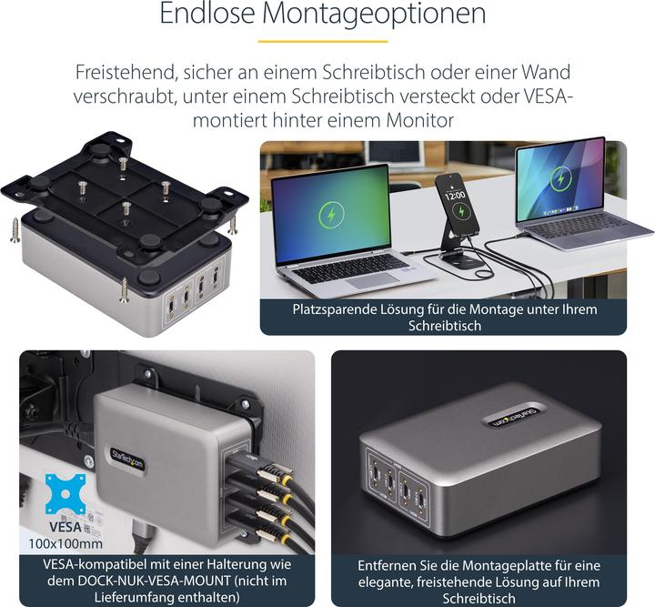 Actual product image StarTech .com 424DEU-USB-C-CHARGER, Drinnen, AC, 28 V, 1,8 m, Grau (240 W)