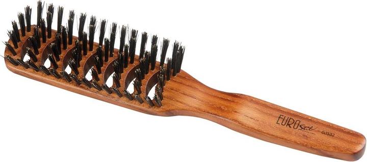 Caso EUROSTIL Unisex Holzbürste mit gebogenen Borsten zum Stylen und Entwirren - 1 Stück Schwarz