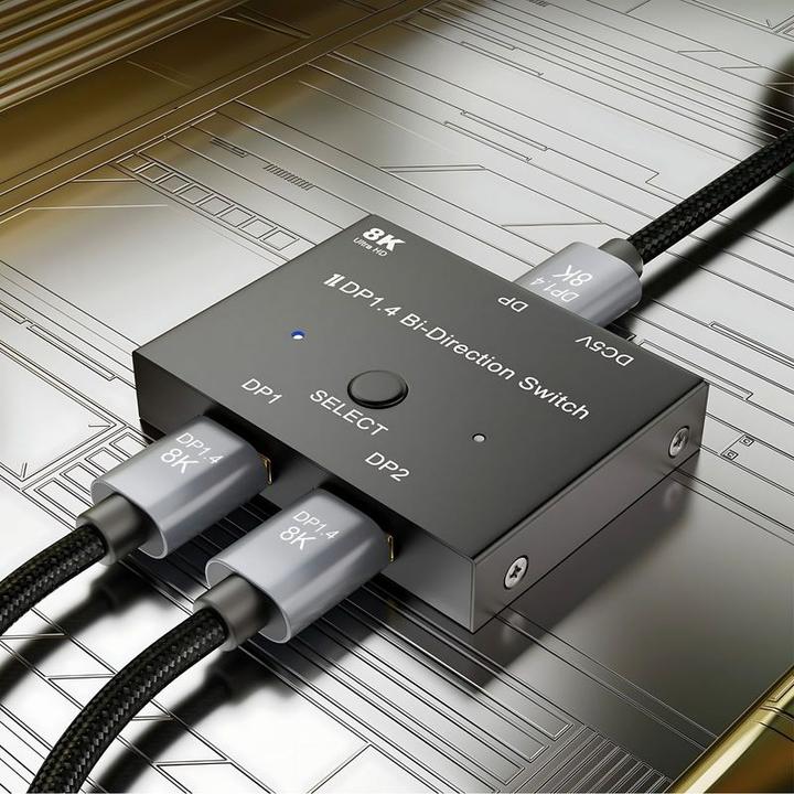 Image du produit Hermex Commutateur Displayport 2x1 ports bidirectionnel 8K@30Hz Commutateur DP