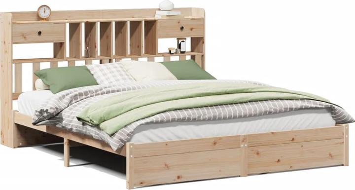 Actual product image VidaXL Solid wood bed Wooden bed Bed double bed with shelf without mattress 200x200cm (200 x 200 cm)