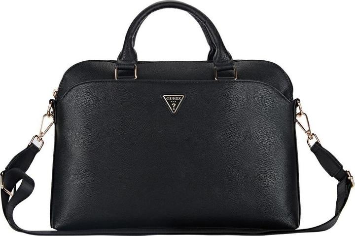 Actual product image Guess Bag Grained Zipper Pocket Triangle Logo 15" black