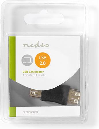 Produktbild Nedis USB-Adapter USB 2.0 USB-A Buchse USB-A Buchse Vernickelt Gerade PVC ABS Schwarz Box Schwarz (USB-A, 4.30 cm)